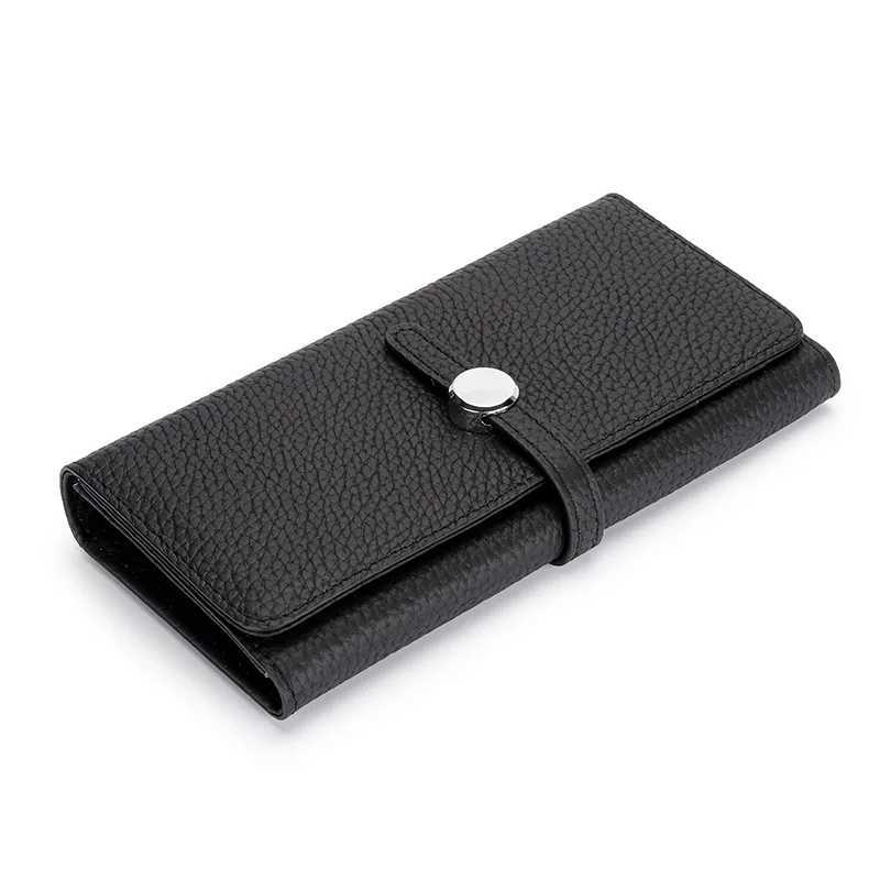 Leather long womens large capacity wallet soft cowhide womens clutch phone bag ultra-thin wallet elegant card holder Z250411