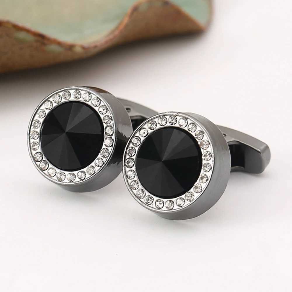 Luxury and exquisite mens jewelry cufflinks crystal round crystal cufflinks wedding party cufflinks French shirt cufflinksT250412