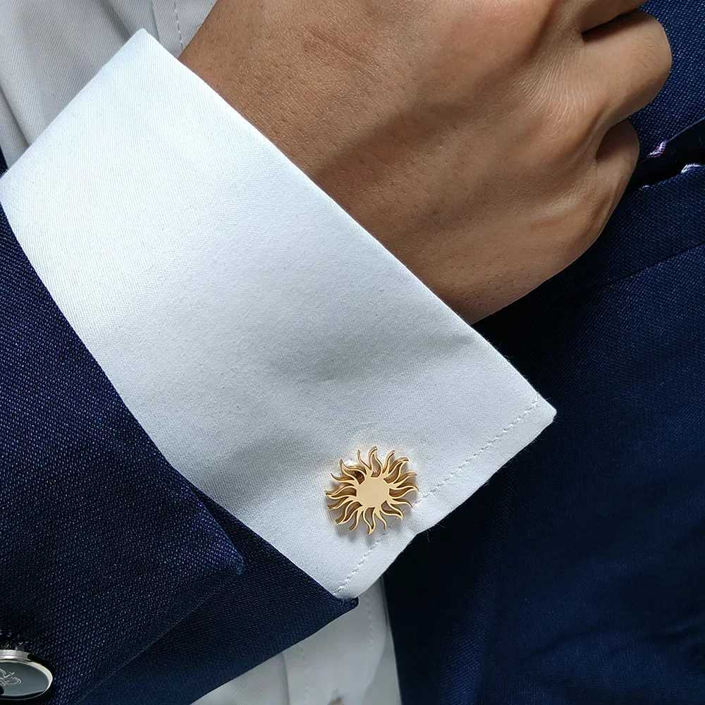 Retro Sun Totem Mens Cufflinks Gold Stainless Steel Mens Cufflinks Shirts Cufflinks Fashion Jewelry Wedding GiftsT250412