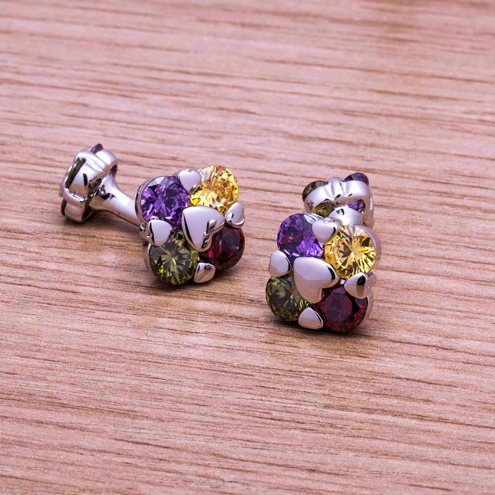 KFLK Jewelry Fashion Shirt Cufflinks Multi Color Crystal Cufflinks Wedding Button Mens High Quality Guests 250409