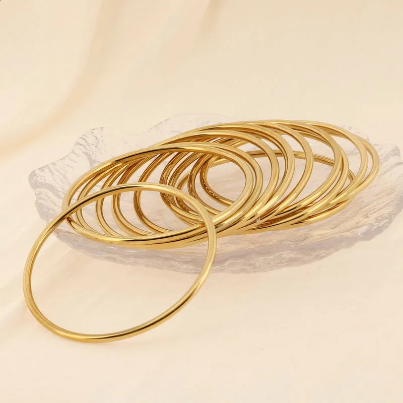Simple Stainless Steel Bracelet For Women Men Gold Silver Color Geometry Wire Round Bangle Female Trendy Jewelry Wristband Gifts 250403