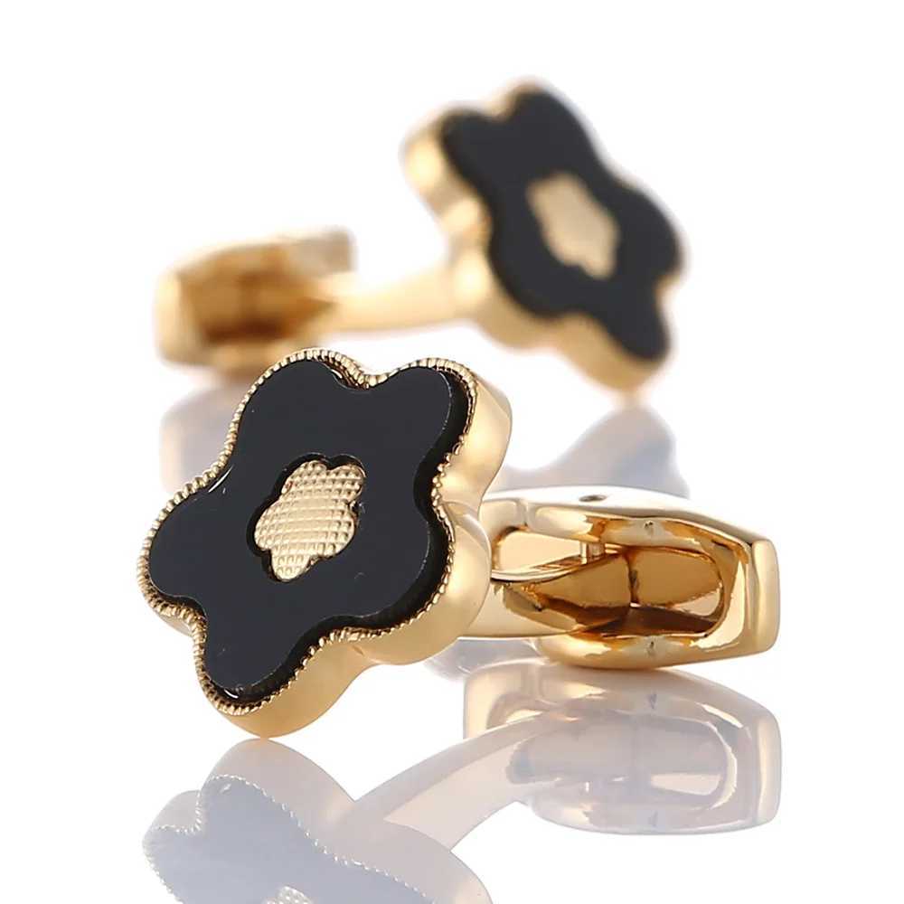 Golden Mens Wedding Groom Luxury Cufflinks Groom Flower Style Button Fathers Birthday GiftT250412