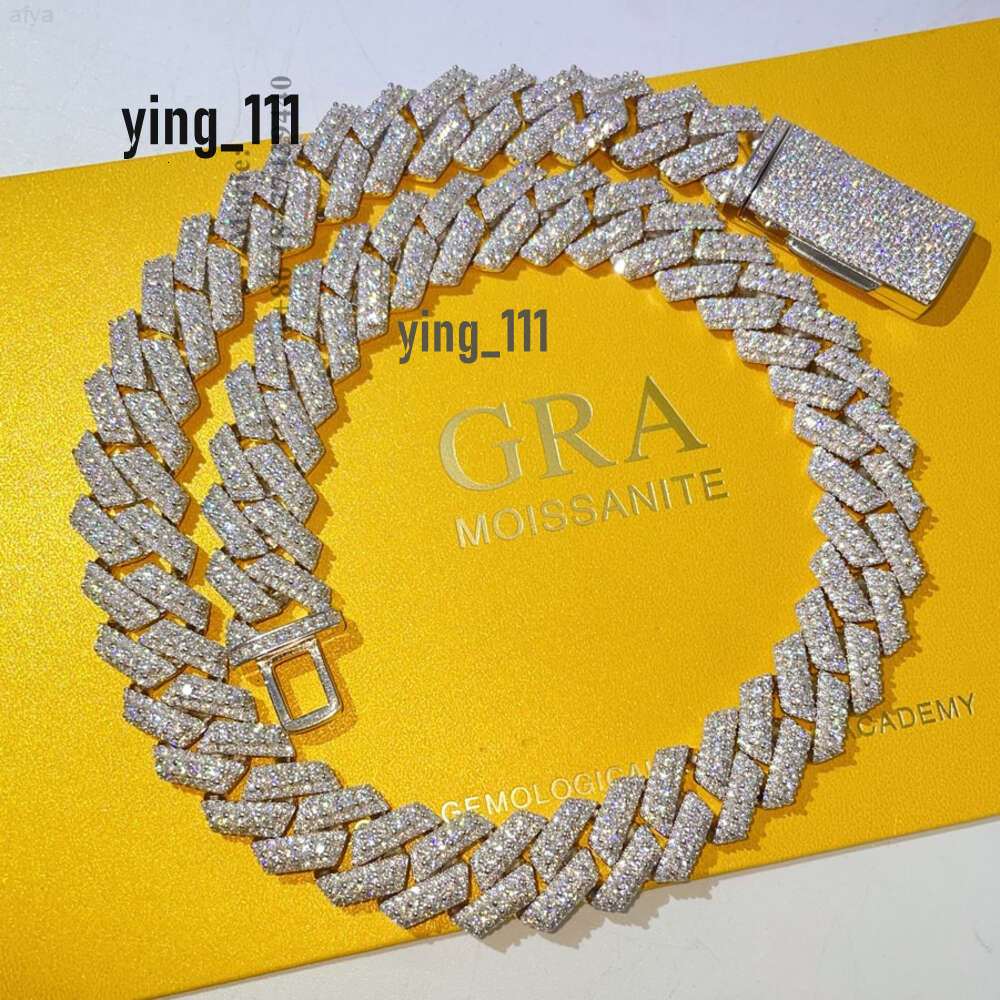 Iced Out Necklace 15mm Width Hip Hop Jewelry Silver 925 Vvs Moissanite Cuban Chain Pass Diamond Test
