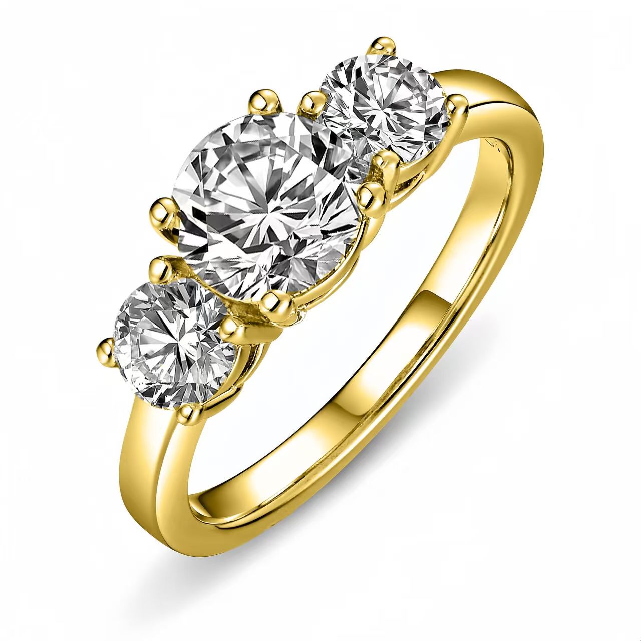 2 Carat Moissanite Engagement Ring For Women 3 Stones Lab Dia Sterling Sier White Gold Plated Wedding Jewelry Gift