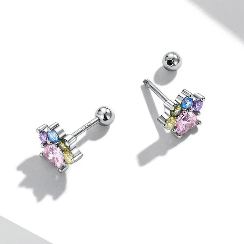 Wostu 925 sterling silver earrings colorful zirconium claw earrings womens zircon fashionable and exquisite jewelry wedding gifts 250409
