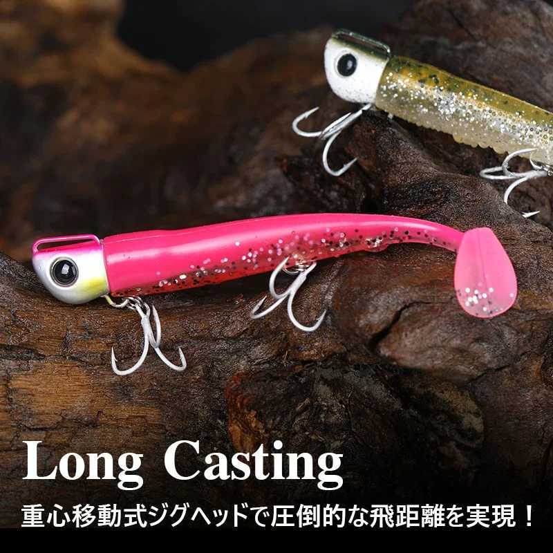 TSURINOYA 110mm 35g Long Casting Jig Head T Tail Soft Lure Set 2pcs Tail Flounder Seabass Fishing Lure Sinking Large Baits Z250411