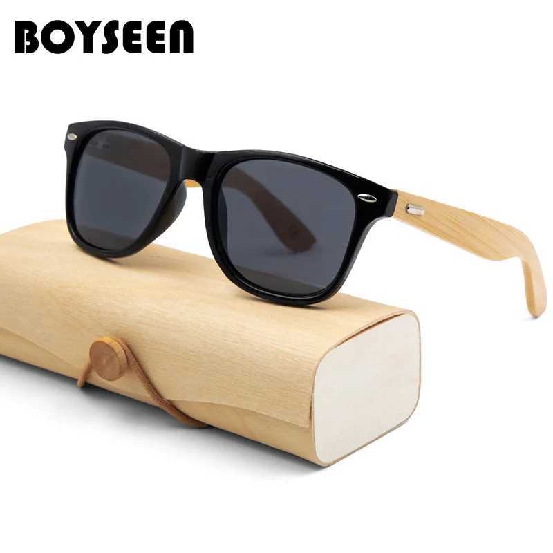 BOYSEEN Bamboo Temples Sunglasses Men Classic Wood Color Bamboo Sunglasses Women UV400 Protection Eyewear Z250411