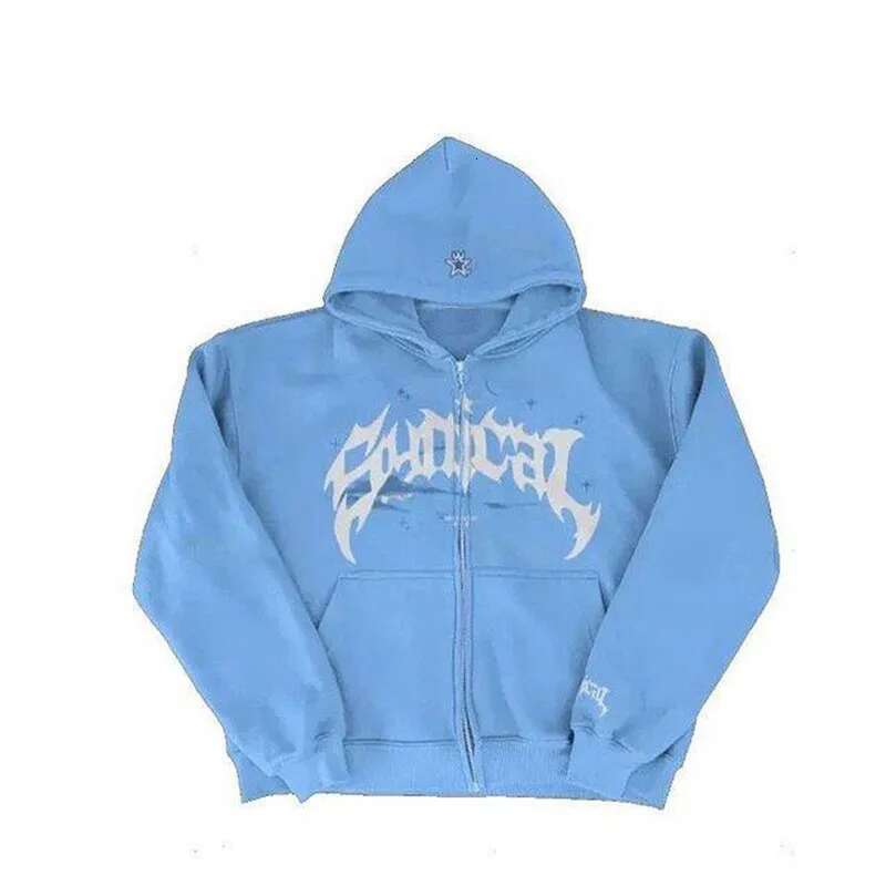 Y2k Zipper Hoodie Hip Hop Letter Print Oversized Hooded Sweatshirt Men Women New Haruku Punk Jacket Coat Tops Streetwear