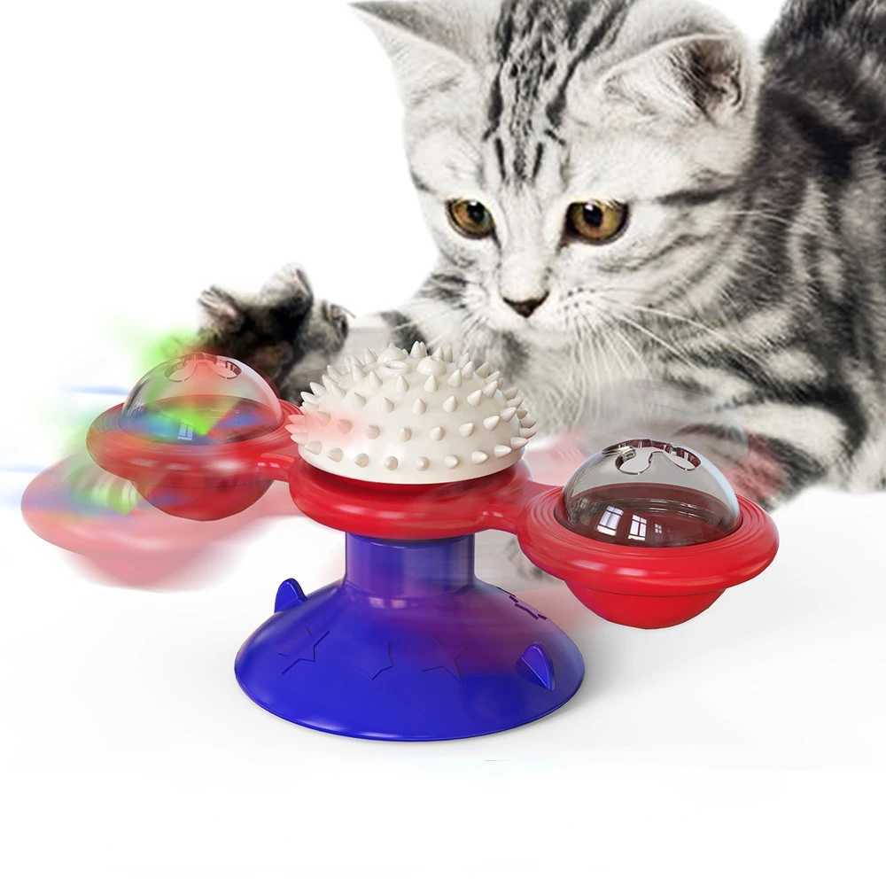 Windmill Cat Toys Interactive Pet Toys Cat Game Toys Kitten Brushing Pet Supplies with Rotating Gates Y250412