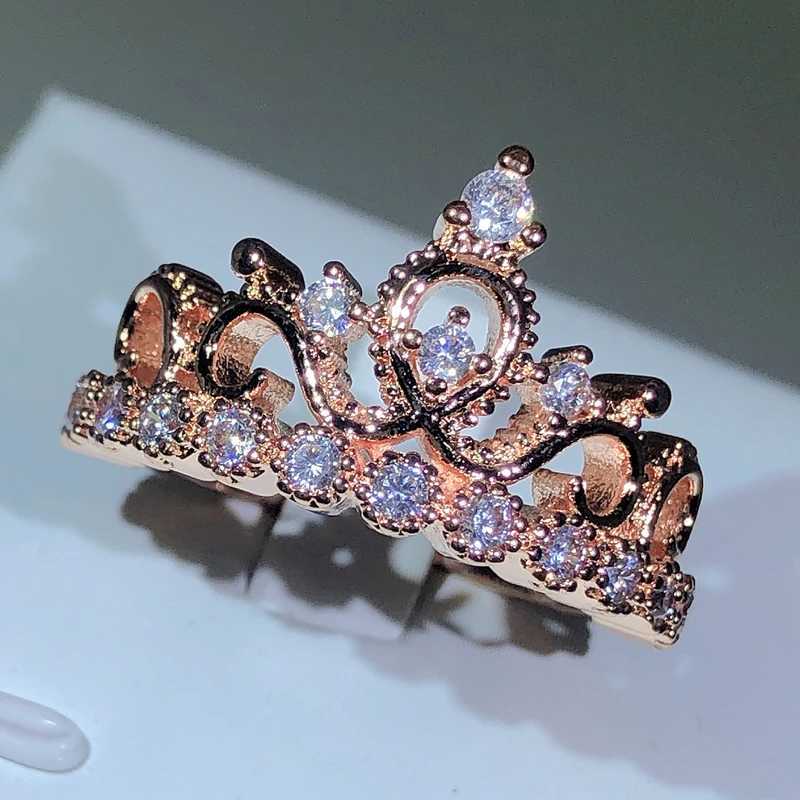 925 Silver Birthstone Crown Womens Fashion Zircon Crystal Prince Jewelry Romantic Womens Birthday Gift Wedding BrideXJ250412