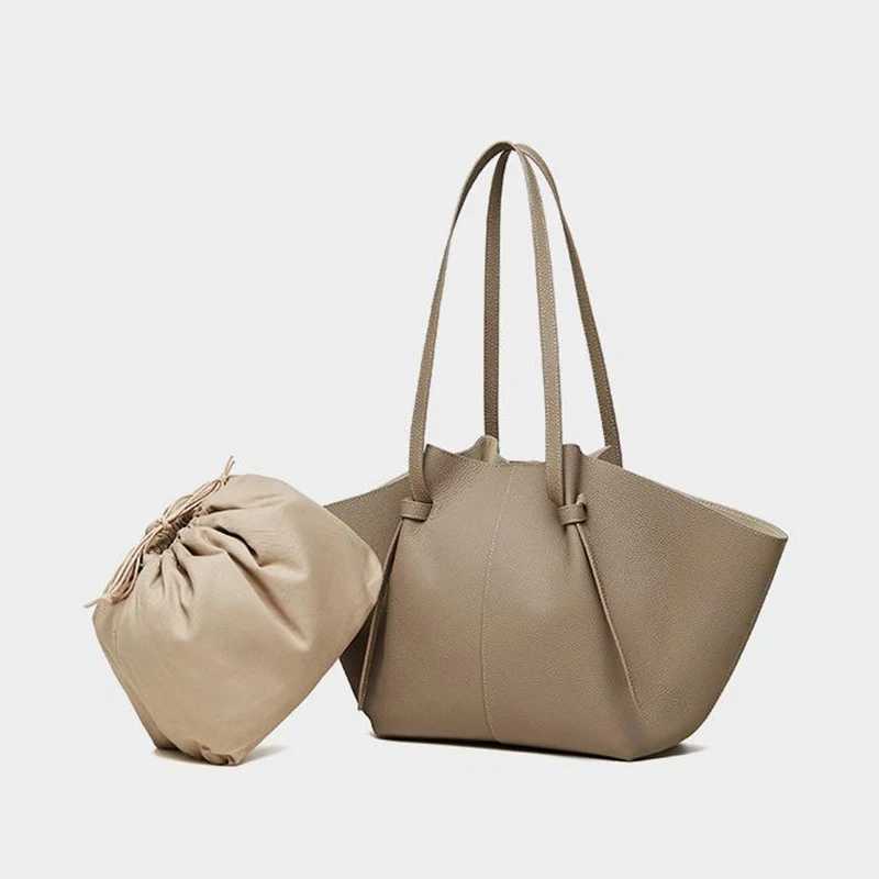 Brand Handheld Tote Bag With Storage Liner Bag Women Shoulder Suede Bag Design Wing Bag Matte Cowhide Large Capacity Travel BagC250412