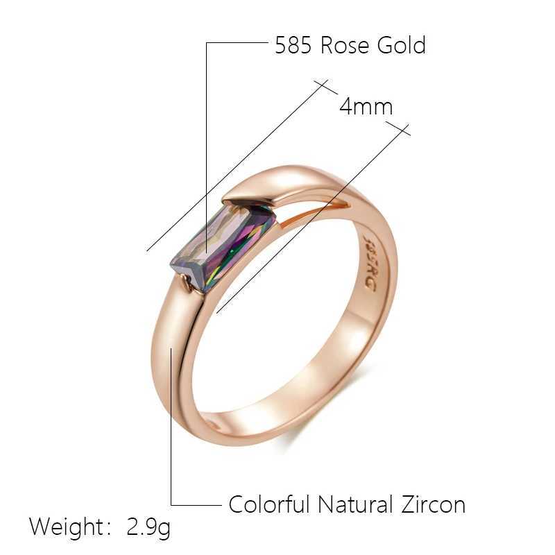 Kienl Hot Square Colored Natural Zircon Ring Womens 585 Rose Gold Exquisite Wedding Dress Daily Exquisite JewelryXJ250412