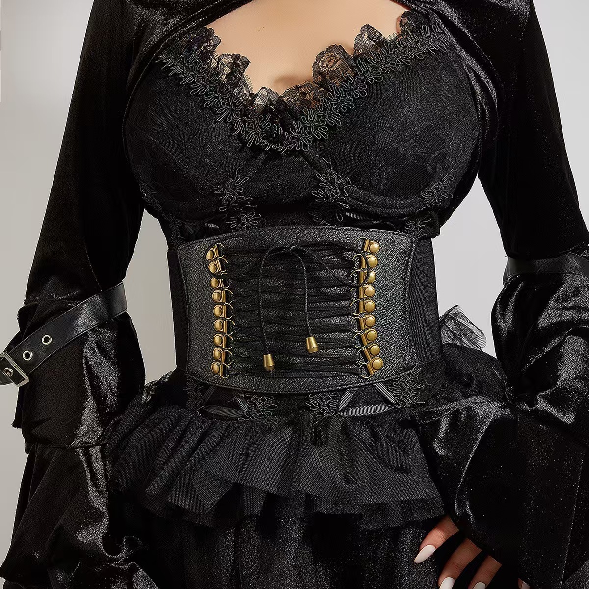Super waist seal women's fashionable elastic tassel wide belt decorative skirt