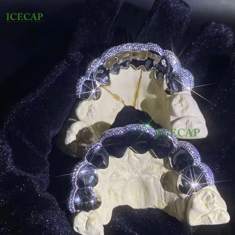 Bust Down Teeth Grillz Iced Out Hip Hop S925 Silver D VVS Moissanite Deep Perm Diamond Rapper Custom Fine Jewelry Grillz