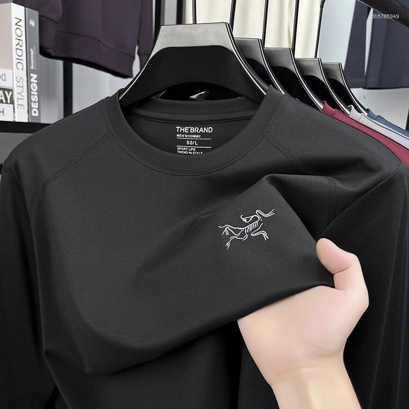 Men's T Shirts Autumn 2025 -selling Collar Fashion High-quality Woolen Silk Simple Casual Versatile Long-sleeved Top Sweatshirt T-sh