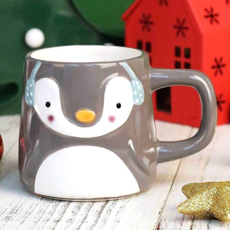 Christmas Christmas Ceramic Mug Cute Cartoon Animal Embossment Novelty Design Eco-friendly Water Cup For Tea Coffee Festive Gift Y251112