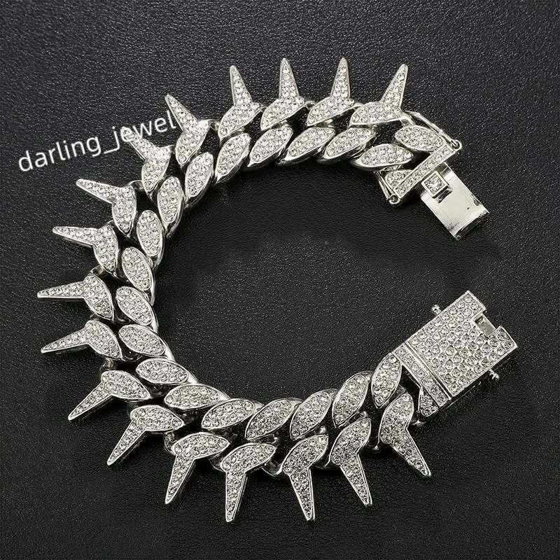 18mm VVS Clarity Moissanite Diamonds DEF Color Spiked Cuban Link Bracelet Crafted With 925 Sterling Silver