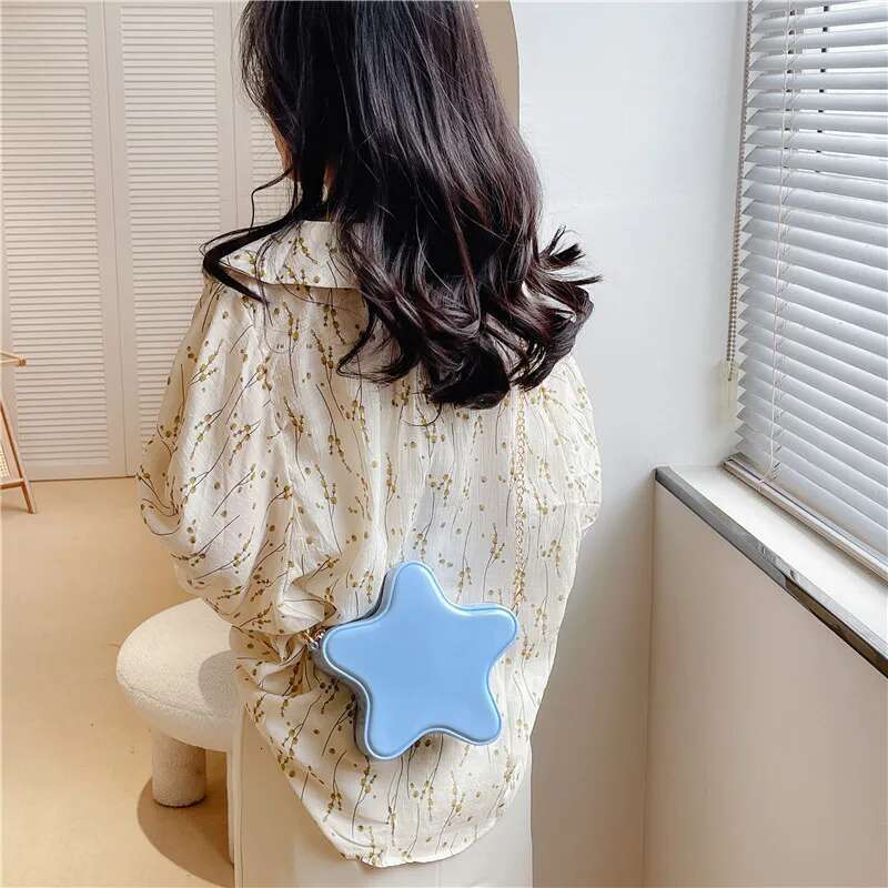 Fashion PVC Women Shoulder New Versatile Solid Color Commuter Crossbody Five Pointed Star Chain Bag Leisure Jelly Bags