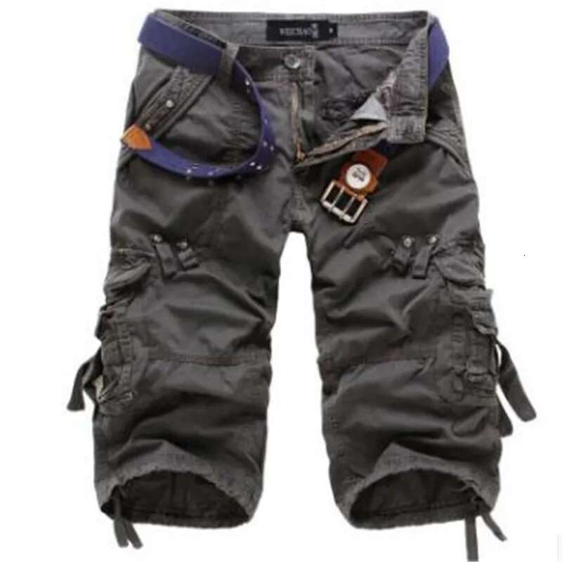 New Summer Casual Mens Straight Solid Sports Men Joggers Cargo Shorts Fashion Cotton Knee Length Sweatpants Man