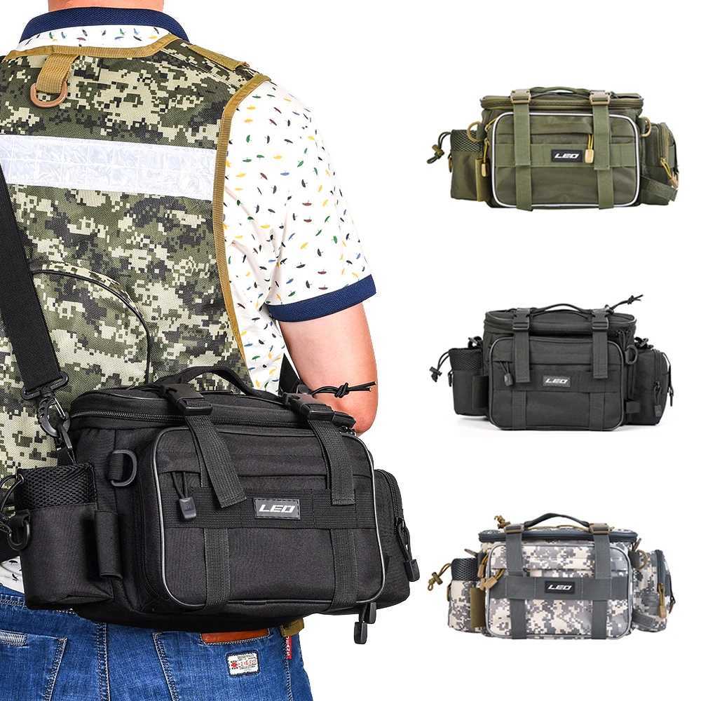 LEO Multifunctional Fishing Tackle Bags Single Shoulder Crossbody Bag Waist Pack Fish Lures Gear Utility Storage Fishing Bag Z250411