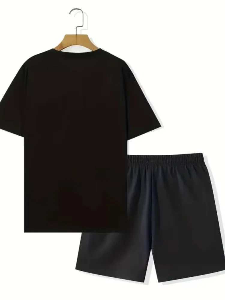 2025 New Summer Round Neck Short Sleeve Set Outdoor Sports Breathable and Comfortable Short Sleeve Set Letter Printing Casual SetXJ250412