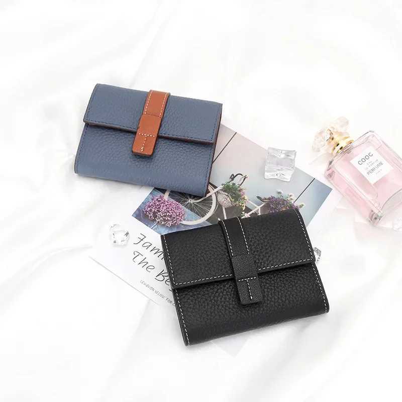 Womens wallet top denim genuine leather wallet coin wallet 3-fold slot designer womens short wallet Z250411