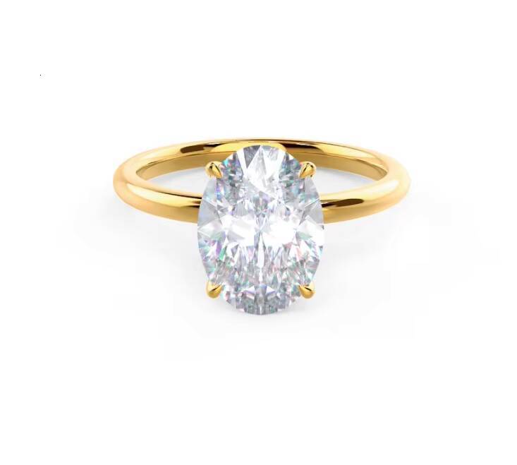 Classic 4 Prong Custom 18K White Gold Yellow Gold 2ct Oval Moissanite Diamond Ring Fine Jewelry Engagement Ring