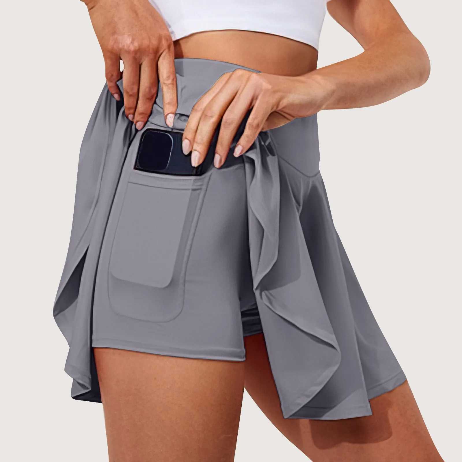 Summer womens sprint tennis dance fitness sprint young fast dry solid lined high waist mini sprint Y250412