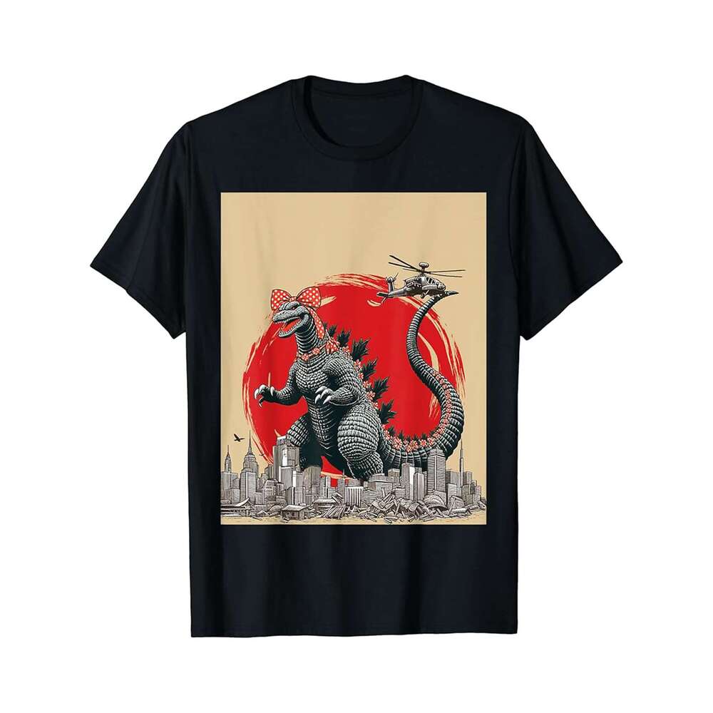 Designer T shirt Feminine Dinosaur Parody Pop Culture Fans Japanese Art Men ,100% cotton, short sleeve , Wrinkle resistant, Casual, comfortable fit - 