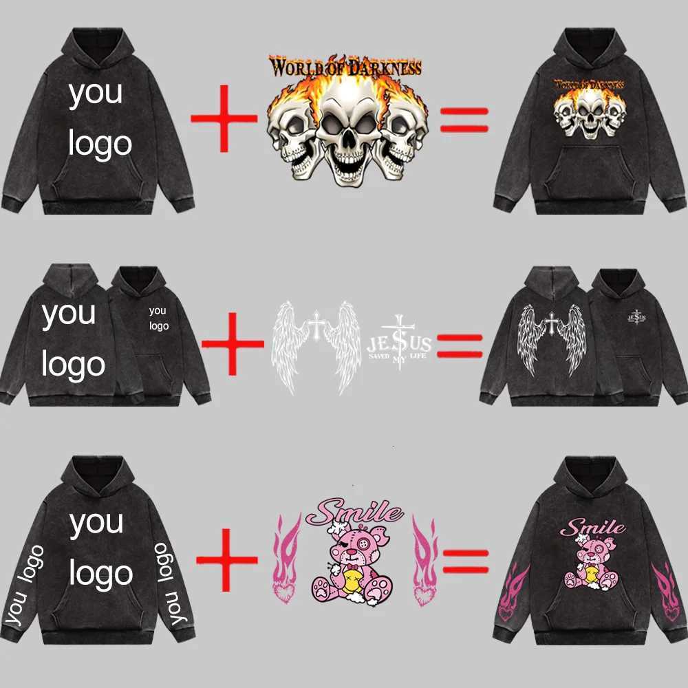 POD customization Washed Retro Hoodies 5 Colors 100Cotton Hoody Customized Personalized Pattern Customization Pullover Team CompanyT251112