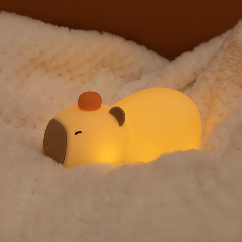 Capybara Cute Silicone LED Cartoon Night Light USB Charging Dimmable Sleep Night Light Used for Childrens Room Decoration Birthday Gifts 250411