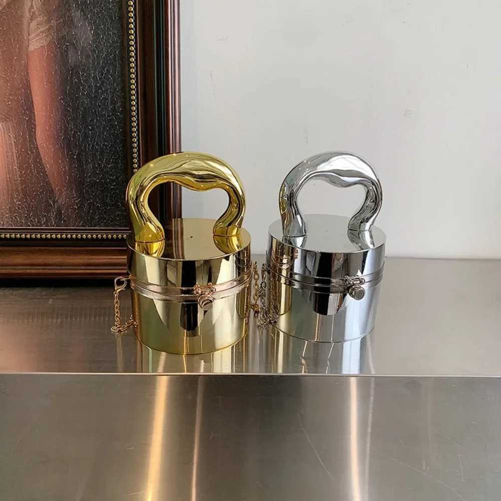 Gold Box Handbag Fashion Shiny Women Bag Party Evening High Quality Clutch Hand Bags For Women Metal Chain Messenger Purse 2024W251112