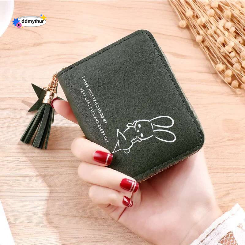 New urious Women's Wallets PU Leather Zipper Small Cute Little Rabbit Pattern Women Mini Girl Coin Purse ddmythur