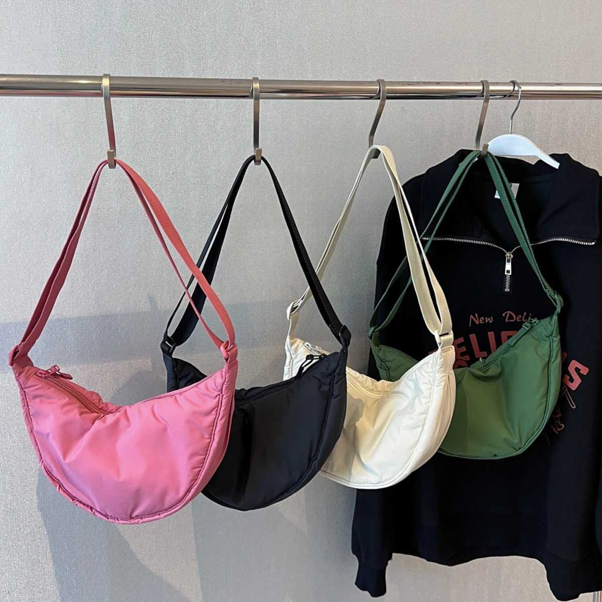 New Simple Waterproof Crossbody Bag for Women Portable Armpit Bag Large Capacity Casual Shoulder Bag Mens Light Travel Canvas Bag Shopping and HikingT