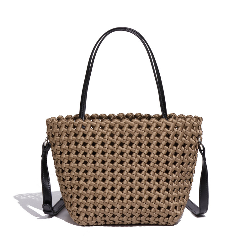 Summer New Woven Basket Fashion Elegant Handbag Trend Texture Design Every Single Shoulder Crossbody Bag Women