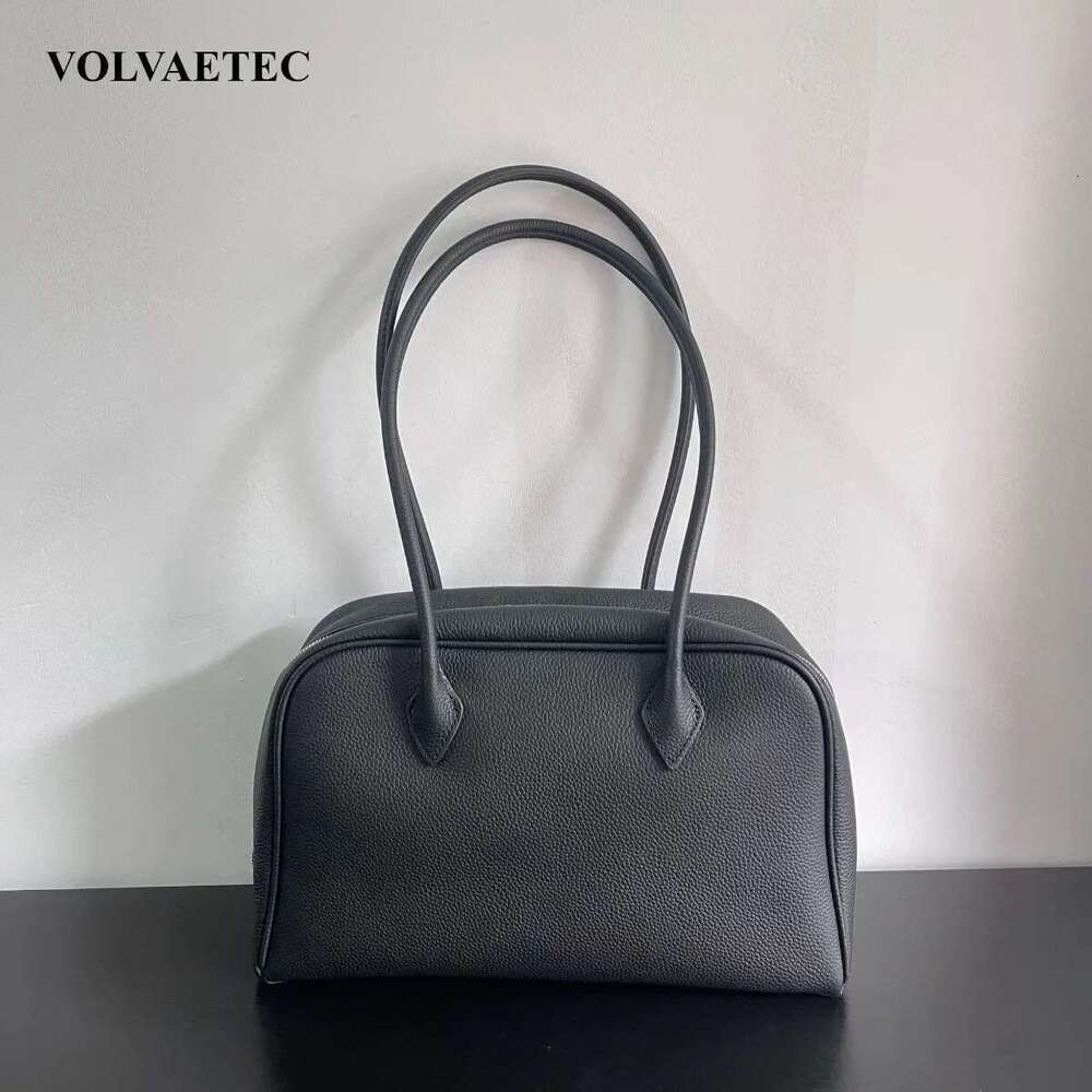 Designer Bag VOAETEC First Layer Cowhide Lychee Pattern Shoulder Armpit Leather Women's Simple Boston Bowg Pillow Bag Women