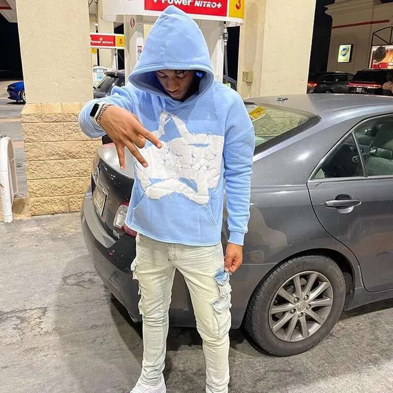 Haruku Hip Hop Star Foam Pattern Loose All Match Long Sleeved Pullover Sweatshirt Oversized Hoodie Men Women Streetwear