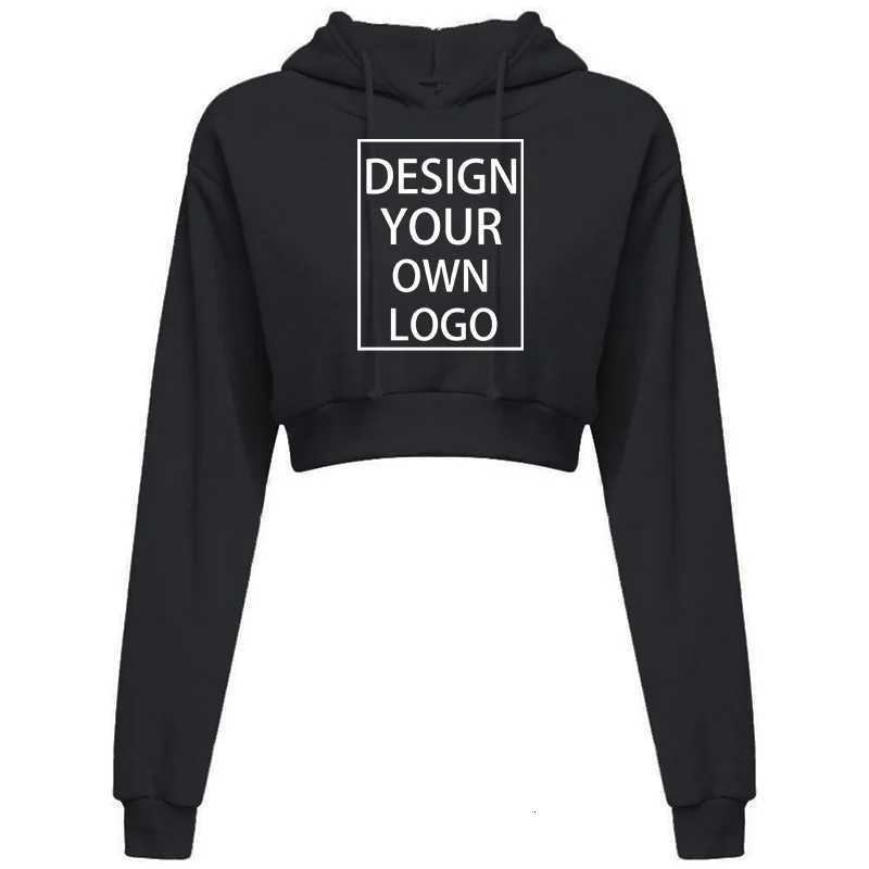 POD customization Customized New Fashion Women Hoodie Sweatshirt Short Top Coat Sport Pullover Hooded Tops Female Autumn Winter Crop Top HoodieT251112