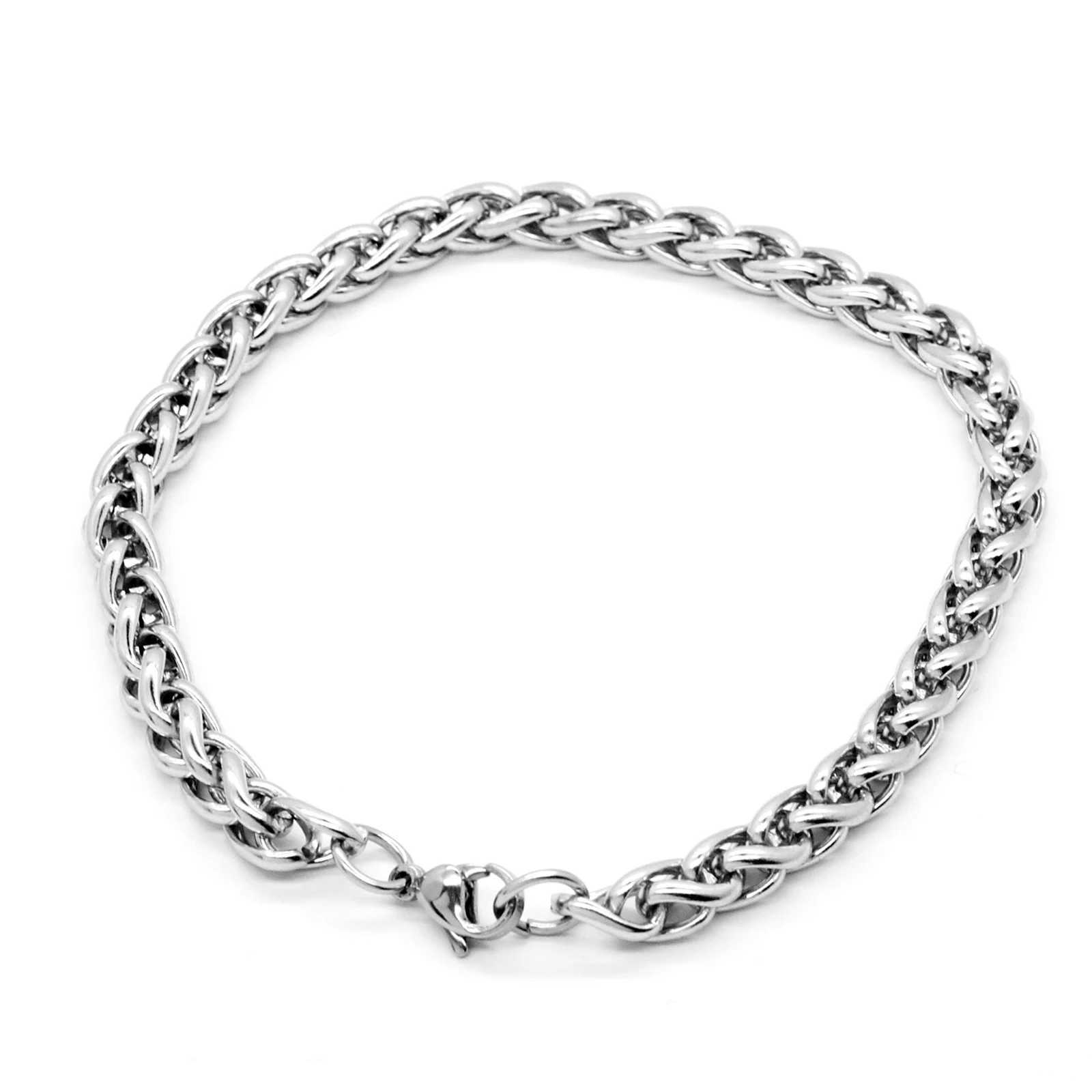 1PC 19-25cm Stainless Steel Bracelets Curb Cuban Silver Color Classic For Men Dragon Link Chain Bracelets Anklet Fashion JewelryC250411