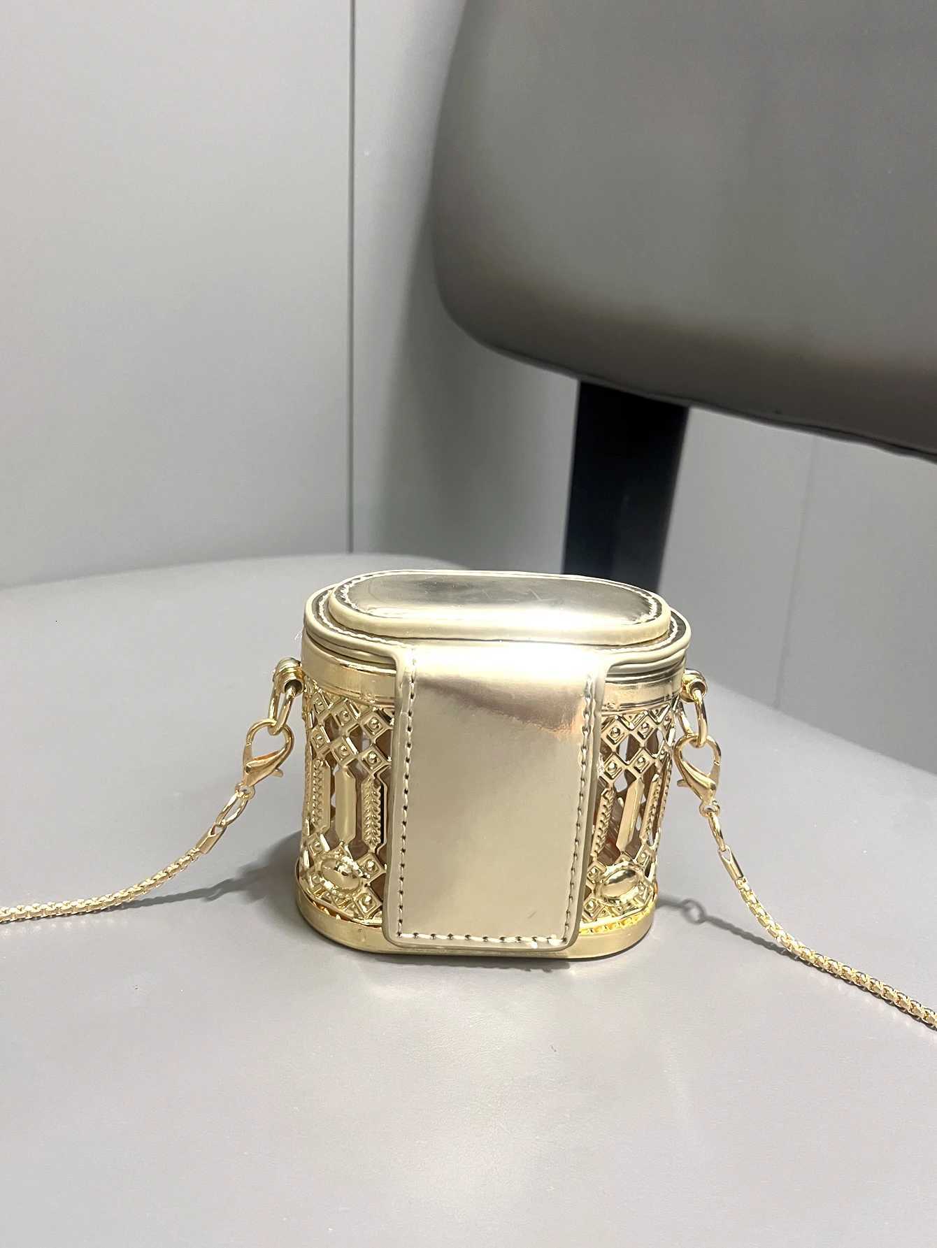Golden luxury Designer mini small shoulder bags Evening bag Purses and handbag funny metal shape Clutch purse Party WeddingW251112