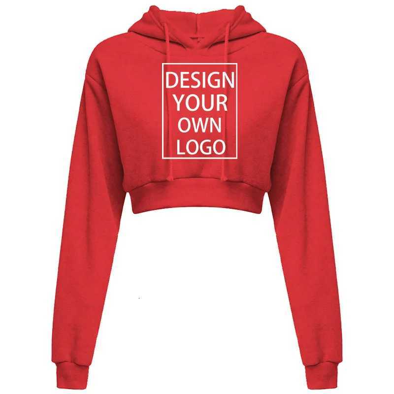 POD customization Customized New Fashion Women Hoodie Sweatshirt Short Top Coat Sport Pullover Hooded Tops Female Autumn Winter Crop Top HoodieT251112