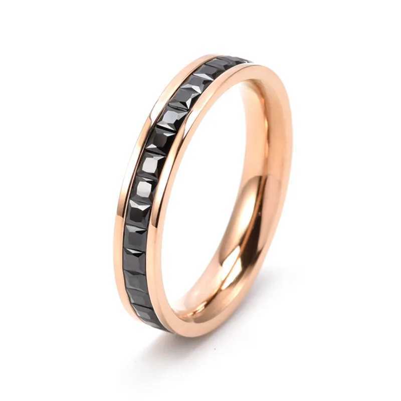 Stainless steel colored zircon ring womens design fashion personality exquisite jewelry Accries 2025 holiday giftXJ250412
