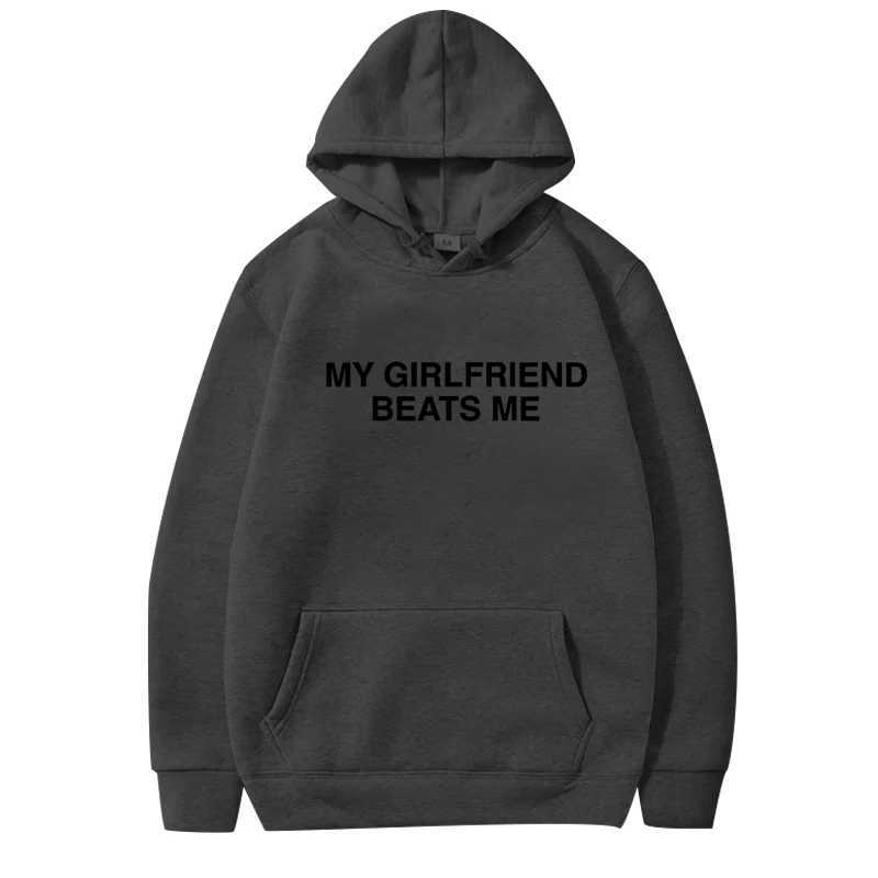 POD customization My Girlfriend Beats Me hoodie men women vintage Long sleeve Sweatshirt with print Graphics oversized loose hoodie top unisexT251112
