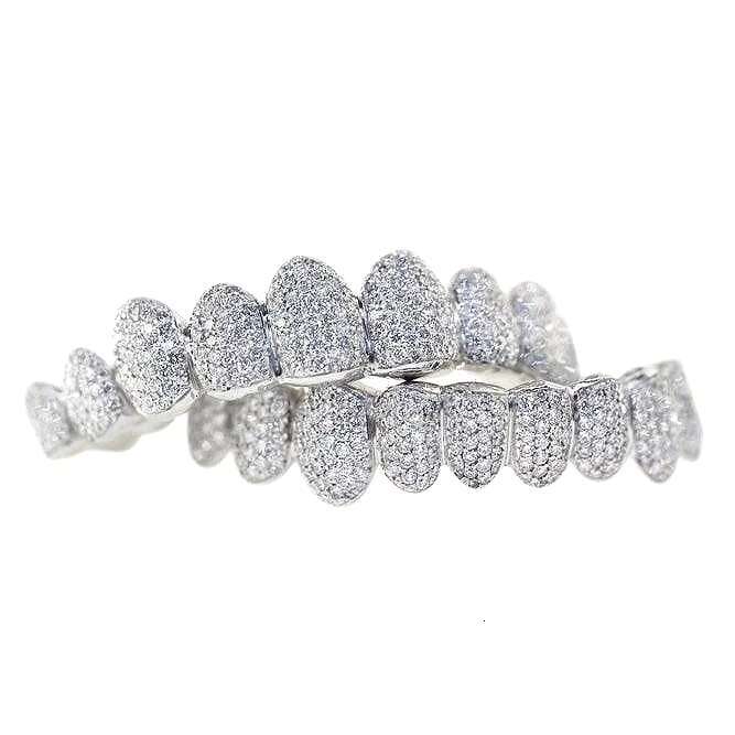 Sturdy Fine Jewelry 14K White Gold Moissanite Diamond Studded Dental Tooth Grillz for Sale at Affordable Prices