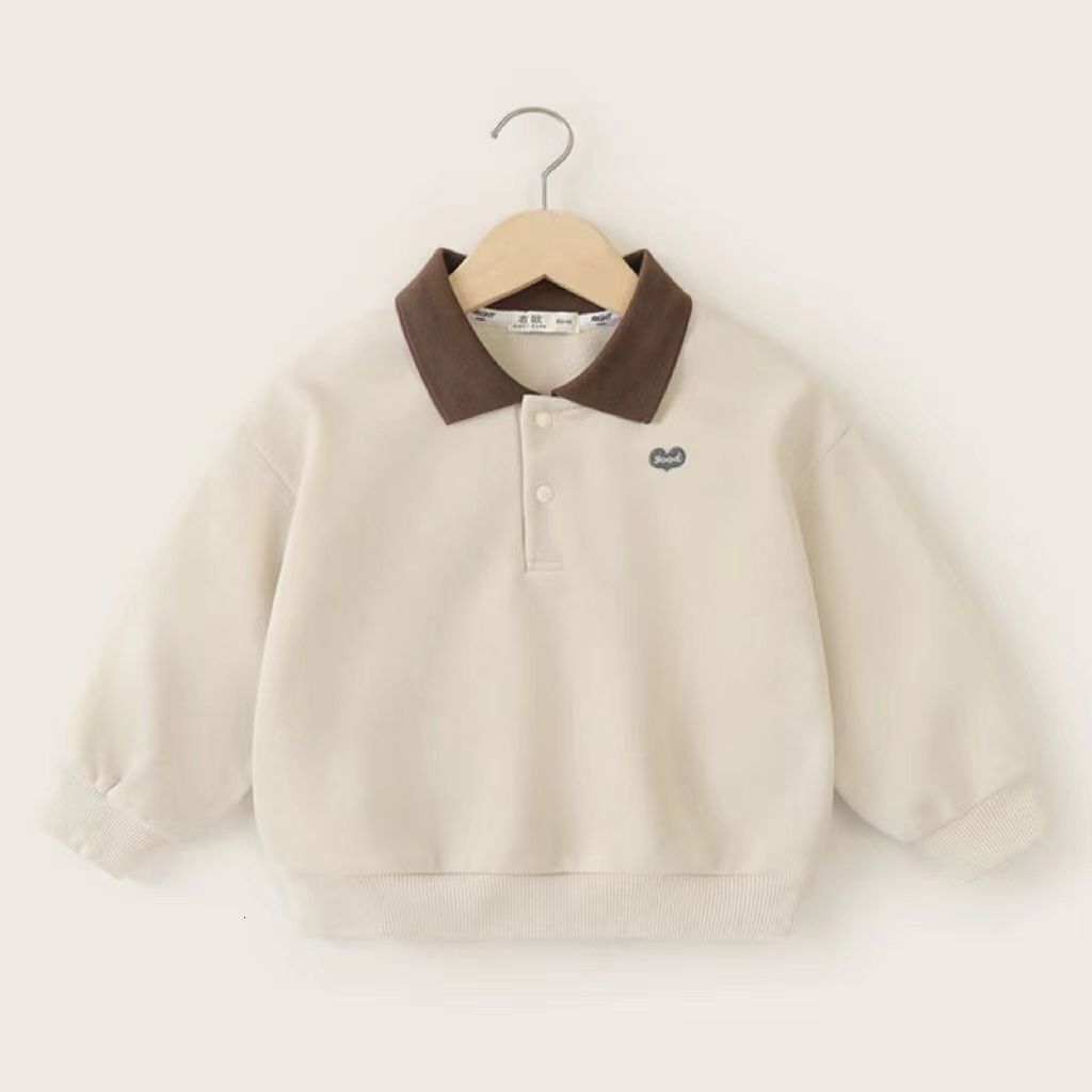 Ddmyshoesvip Boys POLO Collar Hoodie Spring And Autumn New Clothing Children S Baby Tops Girls Long Sleeved Base Shirts