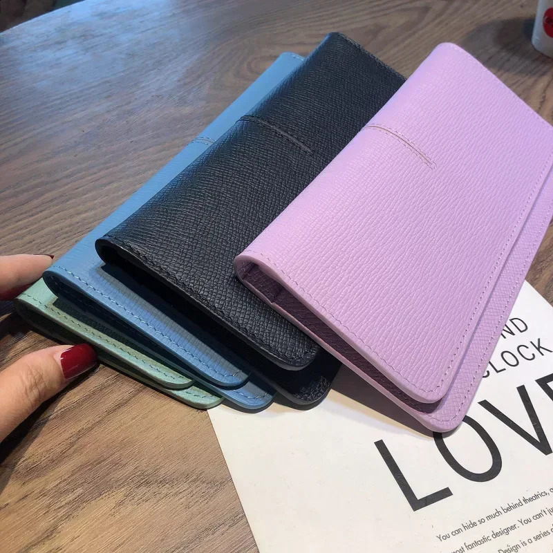 Womens long soft genuine leather wallet large capacity thin wallet handbag card holder bracket buckle clutch wallet 8Z 250411