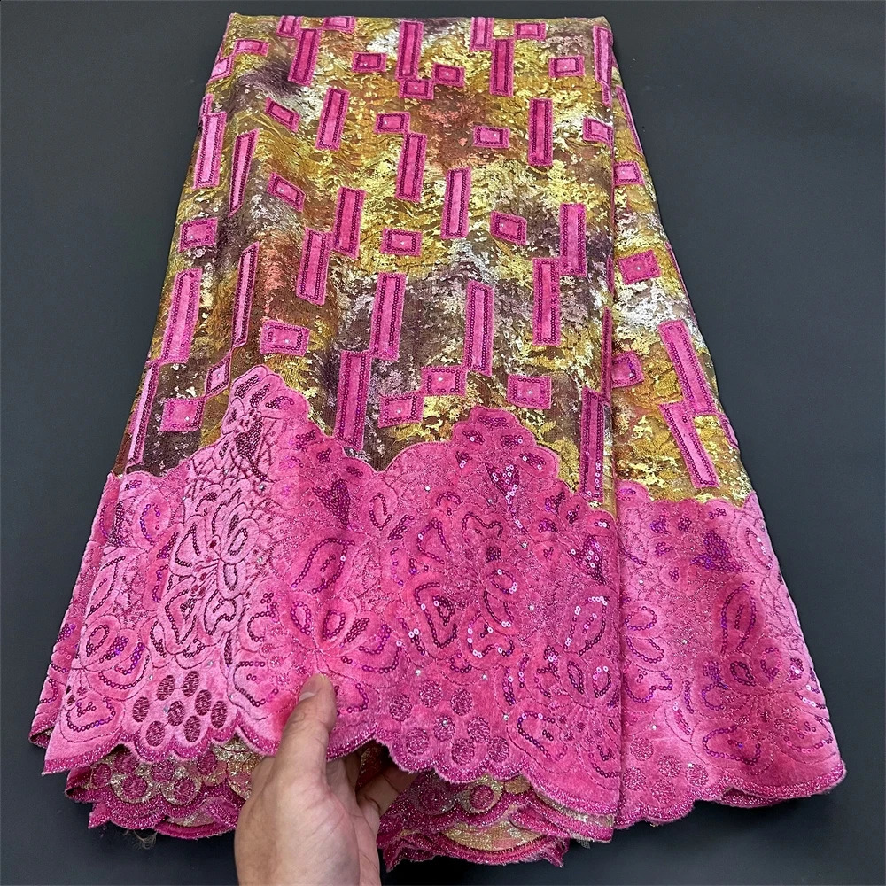 African Nigerian Sequins Tulle Lace FabricSewing Net Cloth Prom Dresses BeadsEmbroidery High Quality 2024 PS0024 5Yad 250407