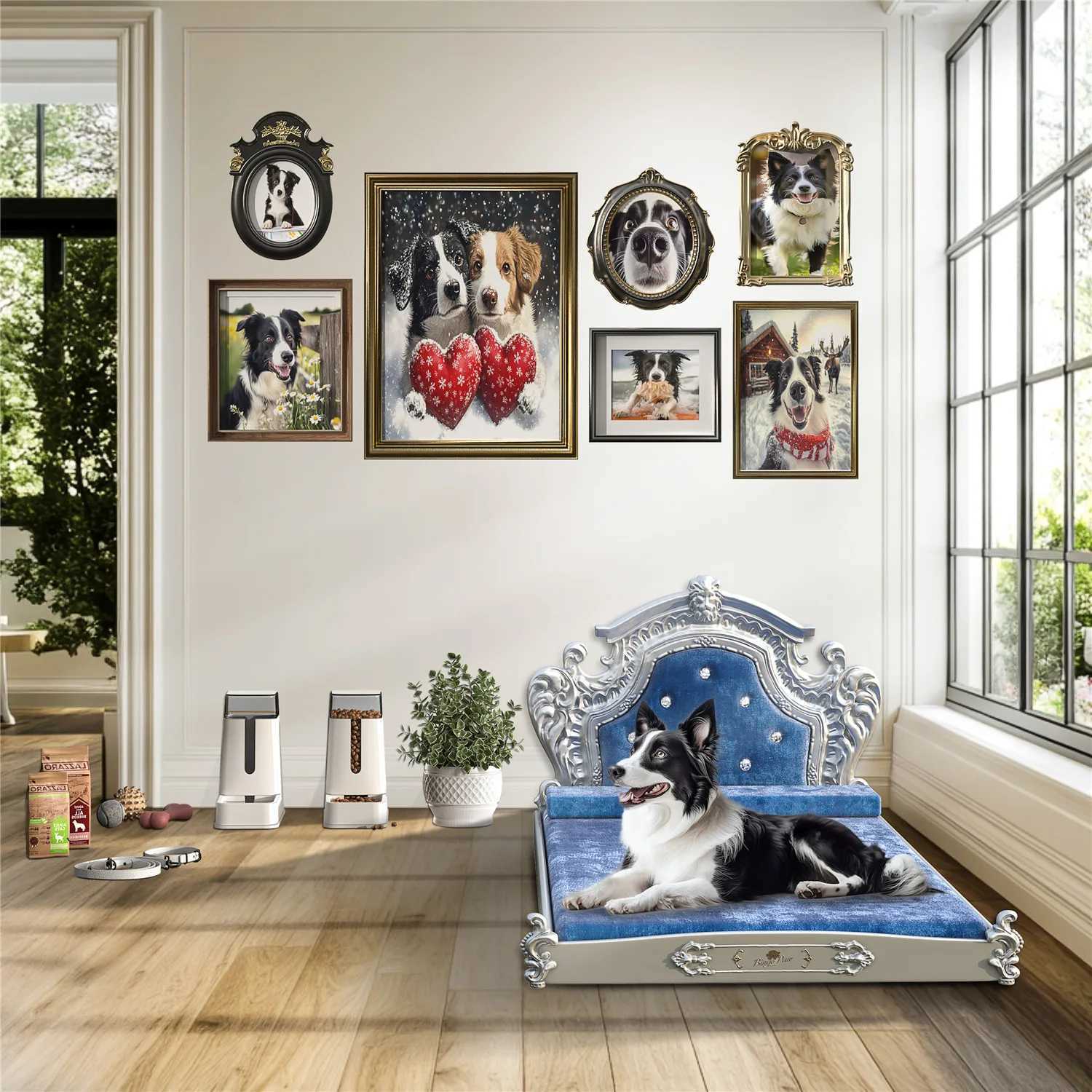 Bingo Paw Luxury Pet Bed with Top Panel Dutch Velvet Dog and Cat Bed Suitable for Medium to Large sized Dogs European Noble Pet Bed X250412