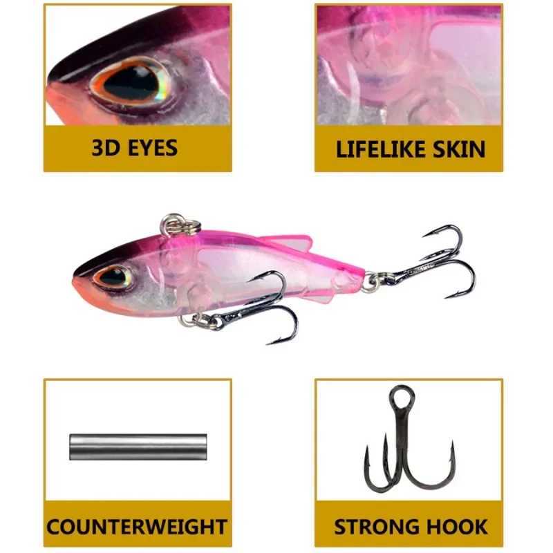 Winter Mini Vib Sinking Ice Bass Crankbait Fishing Lures Ratlin Wobblers Vibration Artificial Bait For Fishing Tackle Swimbait Z250411