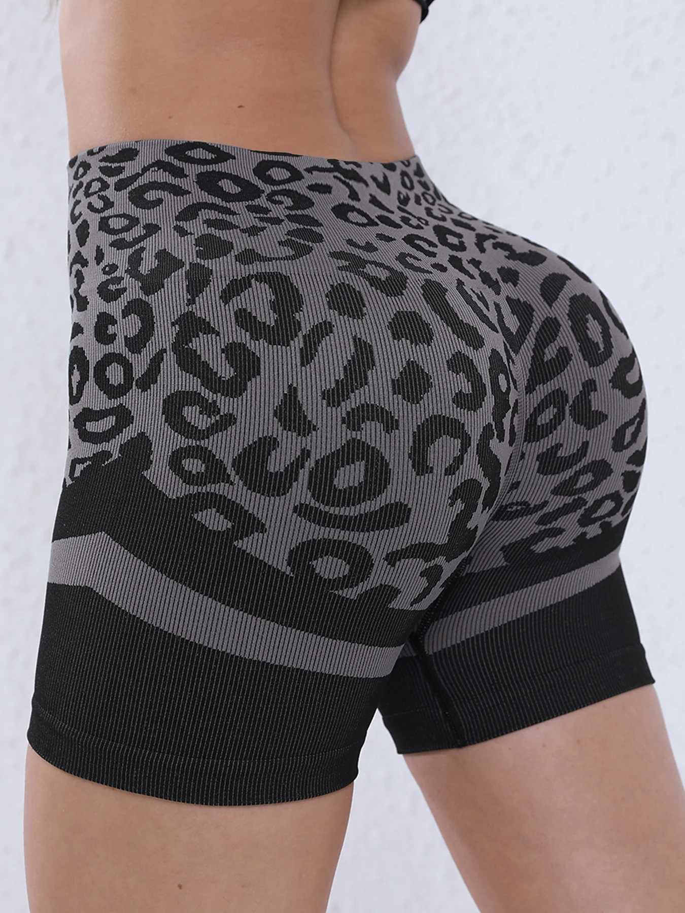 Leopard Womens Fitness Shorts Seamless Fitness Yoga High Waist Shorts Y250412
